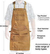 Hudson Durable Goods Home Improvement HDG901W - Heavy Duty 16 oz Waxed Canvas Work Apron - WOODWORKER EDITION