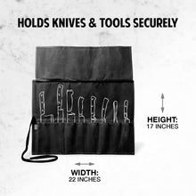 Hudson Durable Goods Premium Waxed Canvas Knife Roll - 22" Width x 17" Height - Holds Knives & Tools Securely