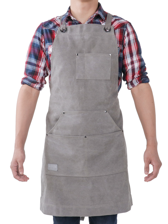 Hudson Durable Goods Regular Canvas Work Apron with Tool Pockets (Grey) - HDG921G