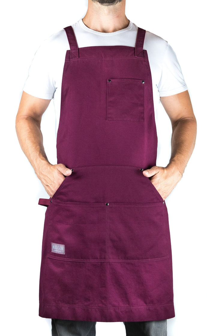 Hudson Durable Goods Home Professional Grade Apron for Kitchen, Grill, and BBQ (Burgundy) - HDG805R