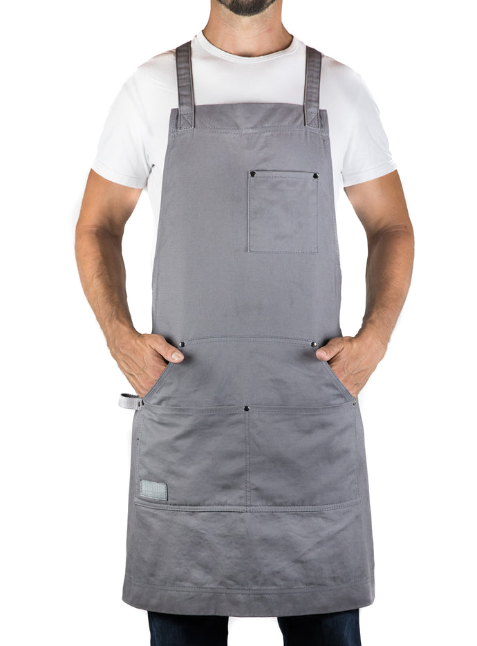 Hudson Durable Goods Home Professional Grade Apron for Kitchen, Grill, and BBQ (Grey) - HDG805G