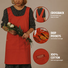 Hudson Durable Goods Pinafore Apron - Crossback Style with Deep Pockets - Made with 100% Cotton