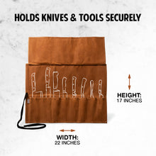 Hudson Durable Goods Premium Waxed Canvas Knife Roll - 22" Width x 17" Height - Holds Knives & Tools Securely