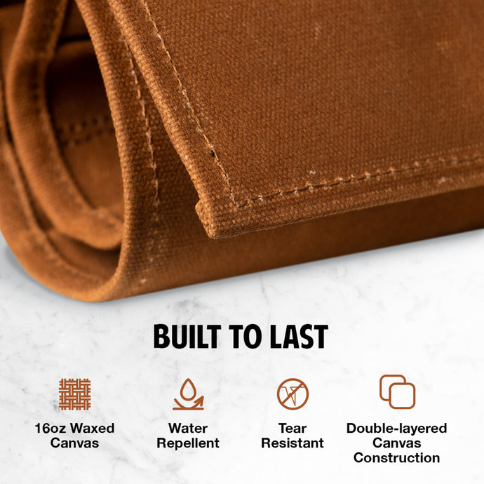 Hudson Durable Goods Premium Waxed Canvas 8-Pocket Knife Roll Bag
