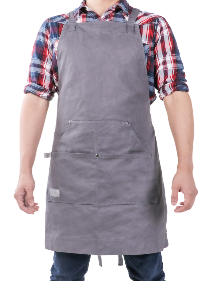 Professional Grade Chef Apron for Kitchen, BBQ, and Grill (Grey) No Top Pocket - HDG815G