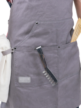 Professional Grade Chef Apron for Kitchen, BBQ, and Grill (Grey) No Top Pocket - HDG815G