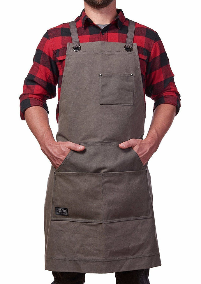 Hudson Durable Goods Home Improvement HDG901G - Heavy Duty 16 oz Waxed Canvas Work Apron (Grey) tools, workshop, woodworking